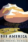 SEE AMERICA WELCOME TO MONTANA INDIAN TRIBES USA TRAVEL VINTAGE POSTER REPRO