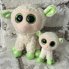2 Ty Beanie Boos LALA the Lamb Glitter Eyes 6” & 3” Plush Stuffed Animal Retired