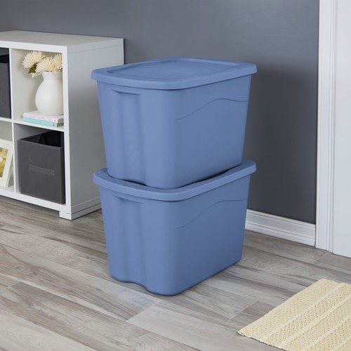Sterilite Storage Bin 18 Gal Plastic Container with Snap-on Lid Light Blue 8Pack - Picture 5 of 9