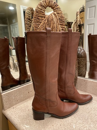 Attraktive Calvin Klein große rostige braune Damenstiefel - Bild 4 von 11