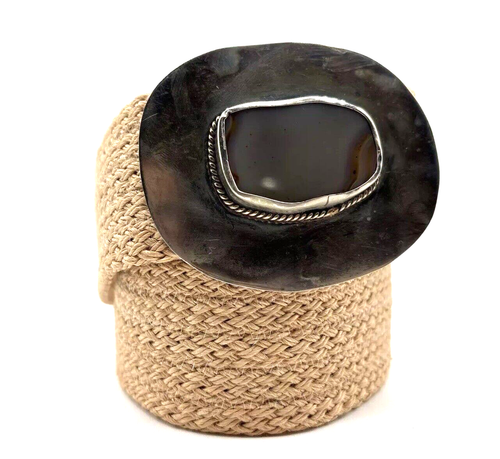 Damen Web Boho Gürtel große Steinschnalle Indien Bauer Cottagecore