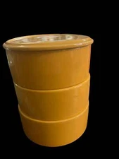 Vintage Fiesta Ware Kitchen Kraft Stacking Refrigerator Bowl Set in Yellow W/ Li