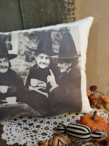ALMOHADA DE TÉ DE BRUJA STEAMPUNK HALLOWEEN PRIMITIVA FOTO STEAMPUNK DE COLECCIÓN - Imagen 2 de 6