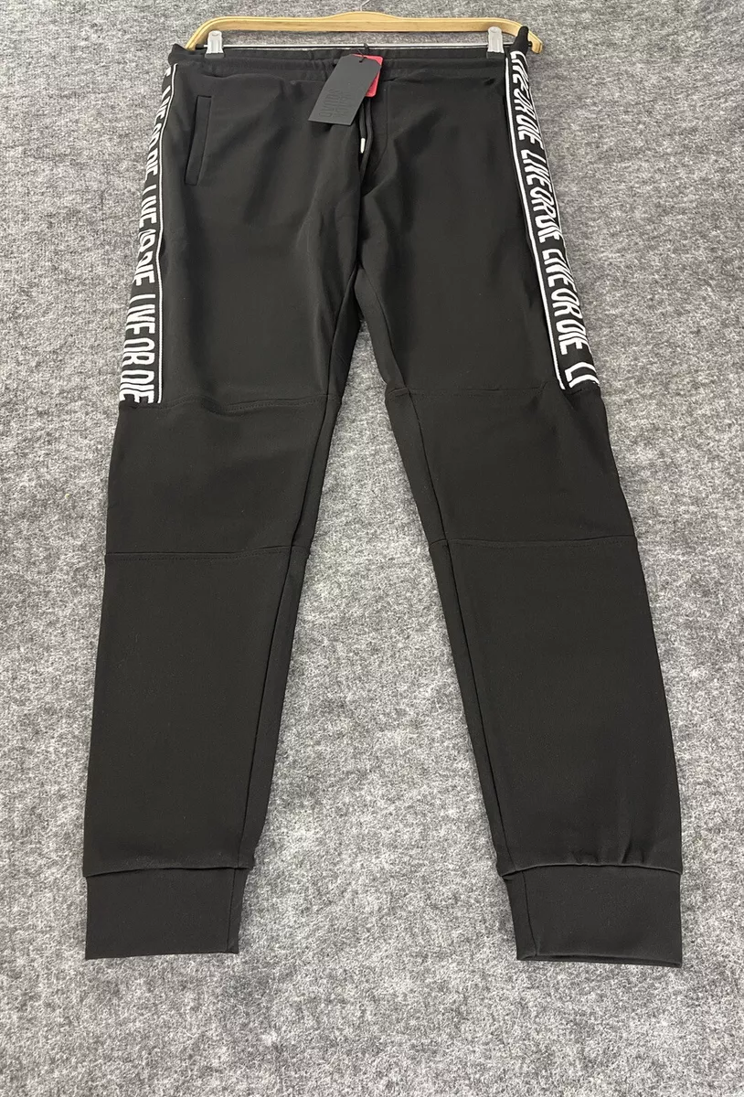 Black Squad Sweatpants Mens 2XL XXL Tapered Jogger Pants Stretch N154