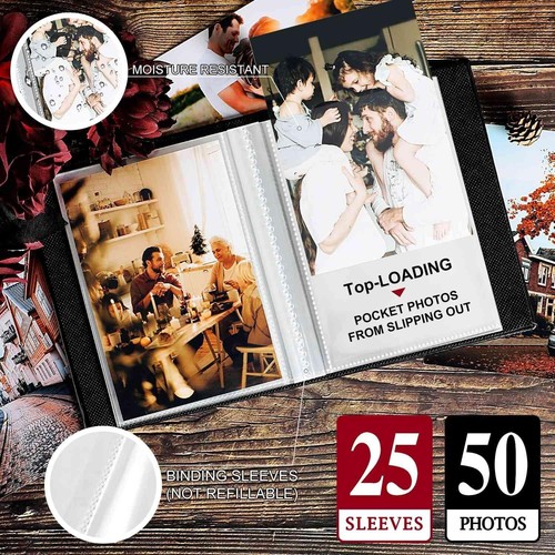 Fotoalbum 4x6 50 Taschen 2 Packungen klein Mini Kapazität Leder Fotoalben EA - Bild 2 von 7