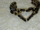 Heart Black Crystals Open Cuff Bracelet