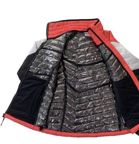 Columbia Giacca Donna Omni-Heat Powder Lite Color Block Rosa Bianco Nero M - Foto 4 di 9