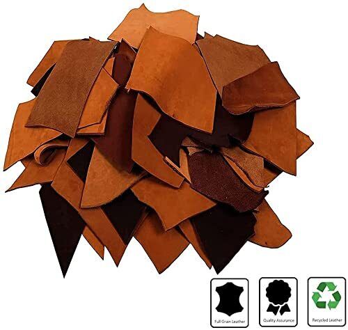1 lbs Leather Scrap - Large Pieces of Full Grain Leather Cowhide Remnants Bag... - Picture 2 of 5