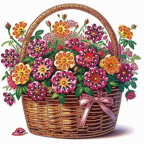 5D DIY Partial Special Shaped Drill Diamond Painting Flower Basket Decor 30x30cm - Afbeelding 6 van 24