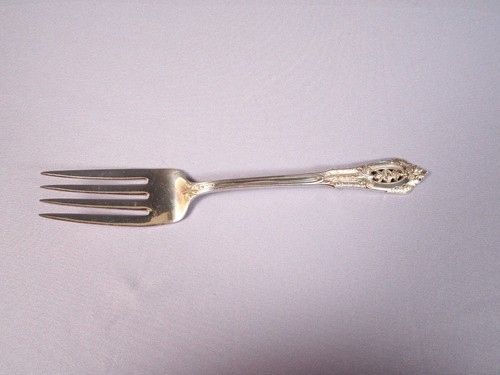 Wallace STERLING Silver ROSE POINT Table Serving MEAT FORK Large 8" Vintage  - Picture 1 of 5