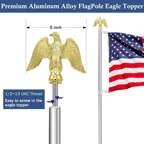 Flag Pole Holder Stainless Steel Flag Pole Kit Outside House Yard Porch Heavy Du - Picture 5 of 9