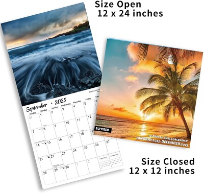 2025 Wall Calendar BEACHES, Hangable Wall Calendars,Thick Glossy Paper