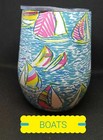 LILLY Inspired STEMLESS Wine TUMBLER *BOATS* Nautical *Wine/Ladies Gift*