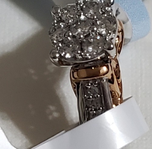 Kay Jeweler Hallmark 10k Rose Gold/Sterling Silver Diamond Engagement Ring SZ 7 - Picture 7 of 10