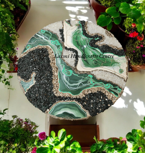 24" Customize Geode Epoxy Resin Live Edge Tabletop Wall Hanging Stylish Interior - Picture 5 of 11