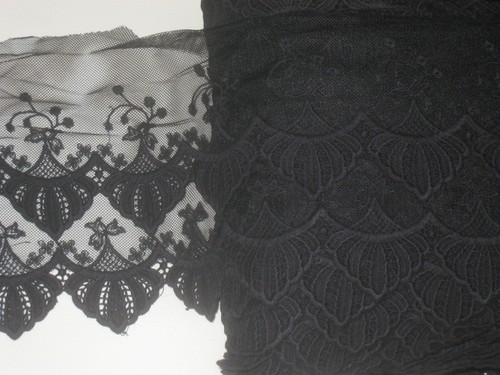 1 yard in 7" width black color high end crochet poly cotton & tulle trim - Picture 5 of 5