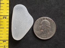 GENUINE PURE BEACH SEA GLASS SURF TUMBLED WHITE CLEAR SNOW FROSTED PENDANT N3