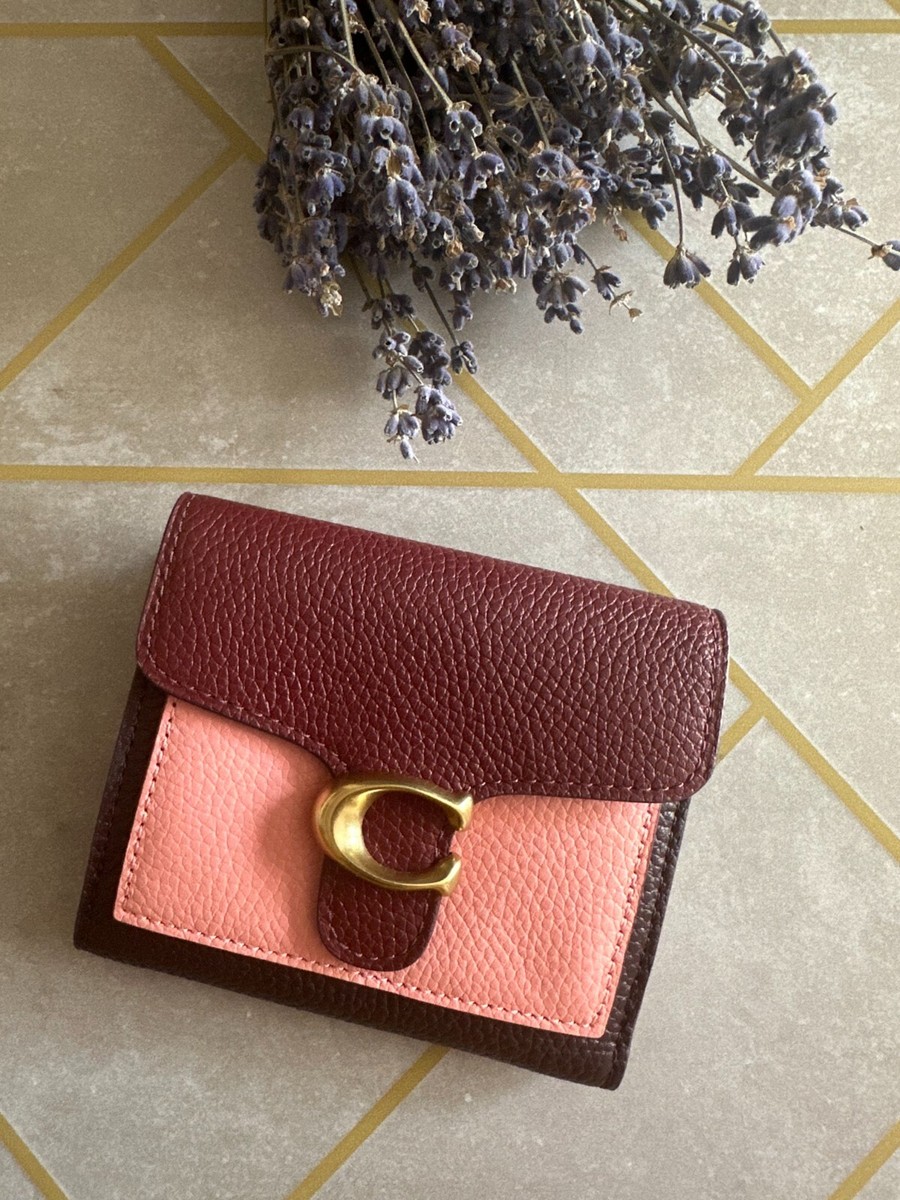 NWT Coach 76302 Tabby Small Wallet In Colorblock Pink Brown Leather Billfold eBay