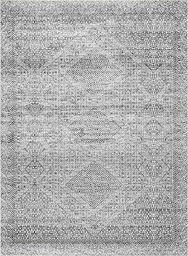 NuLOOM WASHABLE ABSTRACT TRIBAL Geometric RUG  ~ 4' X 6' GRAY, BLACK  WHITE  New - Picture 13 of 13