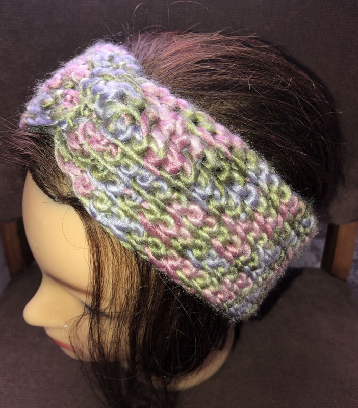 Green Mauve TWIST  WARM Earwarmer Headband Women Ear Warmer Handmade Crochet NEW