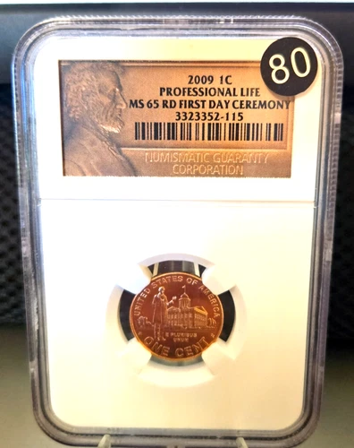 2009 NGC 1c Professional Life MS65 RD First Day Ceremony Rare Coin. (80)
