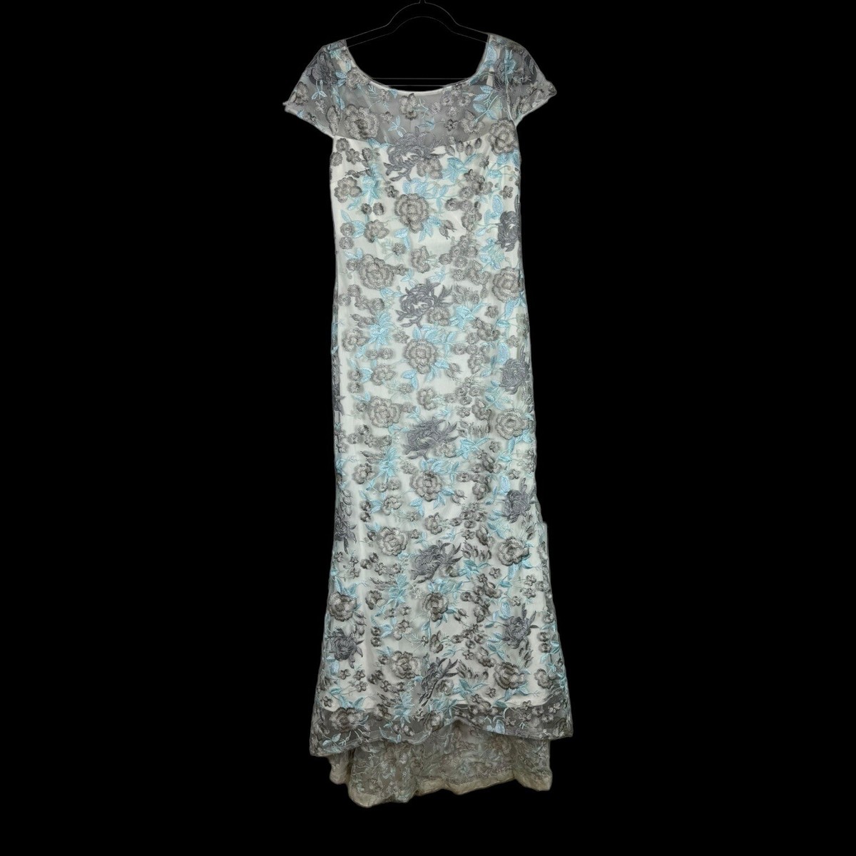 Calvin Klein Floral Embroidered Gown Womens Size 10 Mother Of The Bride Prom EUC