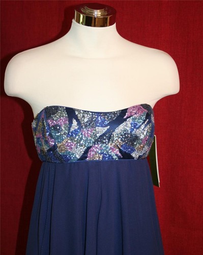NICOLE MILLER BLUE THISTLE BEADED STRAPLESS GOWN 0 $950 EG0004 - Picture 10 of 10