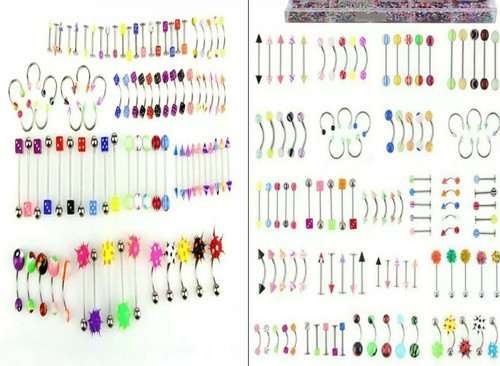 Sets Popular Tongue Nipple Ear Eyebrow Belly Lip Ring Bars Barbell Body Piercing - Picture 2 of 30