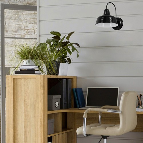 Mason Indoor/Outdoor Wall Light in Satin Black, 10-Inch - Picture 2 of 12