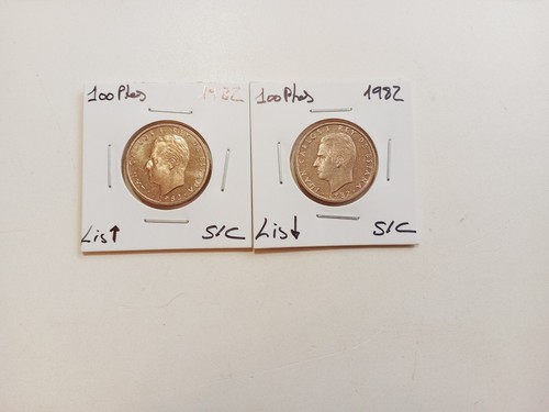 España Pareja de 100 Pesetas 1982 Flor de Lis Arriba y Abajo SC+