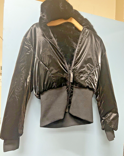 Victoria's Secret $280 VSX Reversible Faux Fur Lined Jacket Coat Black Hoodie XS - Picture 15 of 24