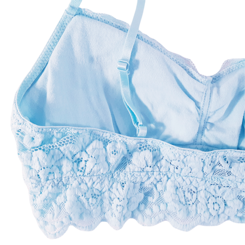 MAE Womens Junior Bralette Small Scalloped Lace Ruffled Turquoise Romantic Sexy - Picture 13 of 13