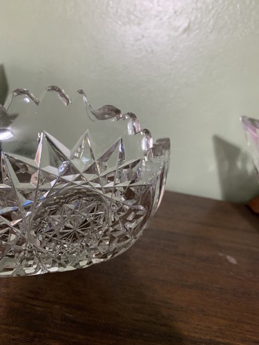 American Brilliant Period Cut Glass 8” Low Sawtooth Bowl Antique Crystal - Picture 4 of 10