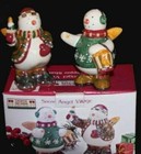 2-Pc Debbie Mumm SNOW ANGEL Snowman Handpainted Ceramic Salt & Pepper NIB