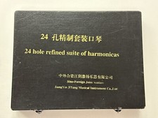 Set Of Seven 7 Vintage Golden Cup Harmonica Original Box 24 Reeds Holes