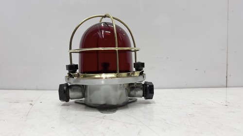 Maritime antike Schiff original alte Eisen & Messing Käfig Schott Leuchte - rotes Glas - Video 1 von 1