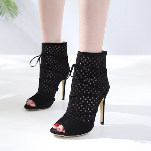 Cm 11 Perforé D'été Bottines Noir Bottes 1147 Femme Sandales Cuir Comme WCwXq0YO