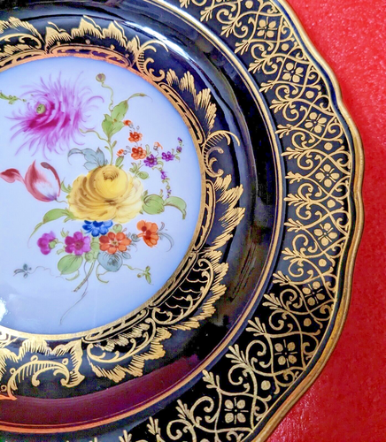 ATQ 1815-1924 MEISSEN Porcelain Cabinet Plate:Cobalt Blue, Gold, Ø8.3", 1st Q-ty - Picture 11 of 12