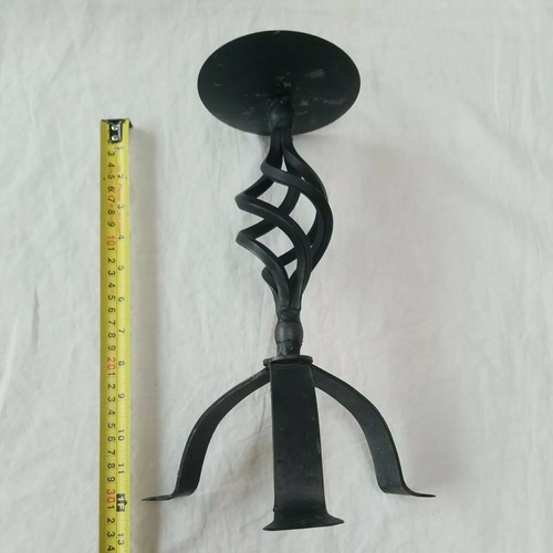 Gedrehte Metall Kerzenhalter schwarz rustikal Säule Vogelkäfig Stiel Drehgitter x 2 - Bild 9 von 12