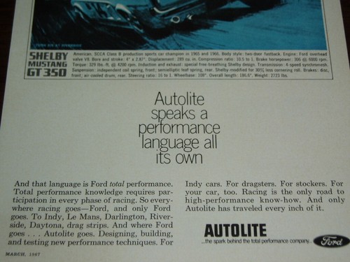1967 FORD MUSTANG SHELBY GT-350 ORIGINAL AD *Cobra/GT/1968/print/door/hood/wheel - Foto 3 di 3