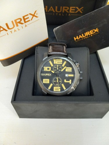 Reloj de pulsera Haurex Italia para hombre 3N506UWN TURBINA II cronógrafo cuero negro - Imagen 9 de 10