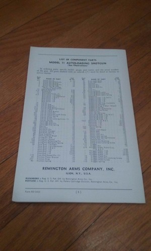 Remington Model 11 Automatic Shotgun Manual C74 - Picture 2 of 2