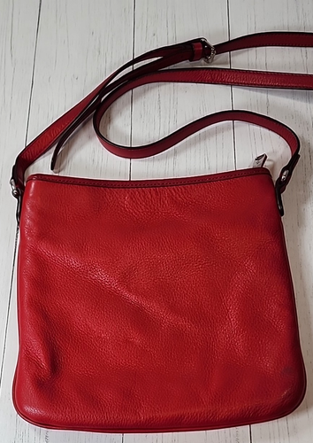 RALPH LAUREN Stockbridge Red Leather Flat Crossbody Bag - Picture 7 of 17