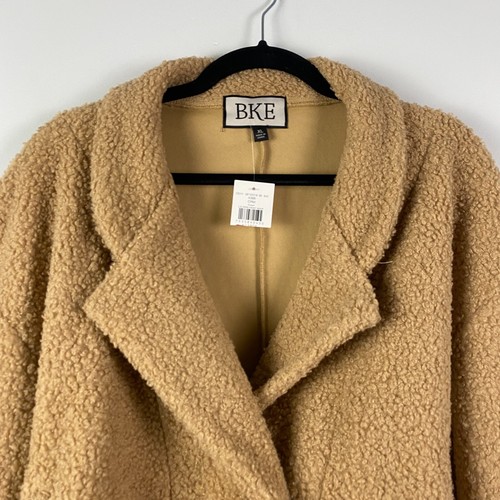 BKE Buckle Sherpa Jacket Womens XL Brown Teddy Fleece Pockets Snap Crop - Picture 2 of 11