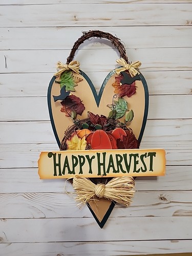 Ramitas de pared caprichosas decoración hojas de calabaza primitivas otoño "Feliz cosecha" 19" H - Imagen 2 de 7