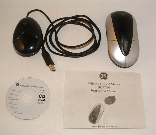 GE Wireless Optical Mouse + Receiver Model HO97990-Complete w/CD-ROM Instruction - Picture 1 of 10