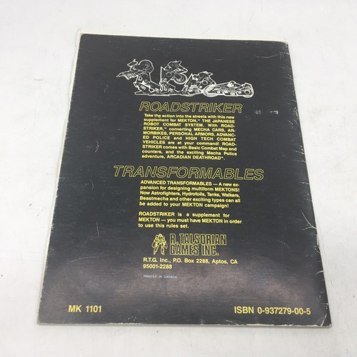 MEKTON Supplement ROADSTRIKER Transformable Vehicle R. Talsorian Games, 1986 - Picture 2 of 6