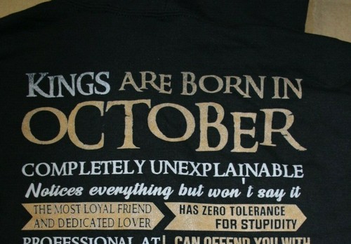 KINGS ARE BORN IN OCTOBER...KNOCK YOUR LIGHTS OUT Hoodie Sweatshirt XL, schwarz - Bild 5 von 5
