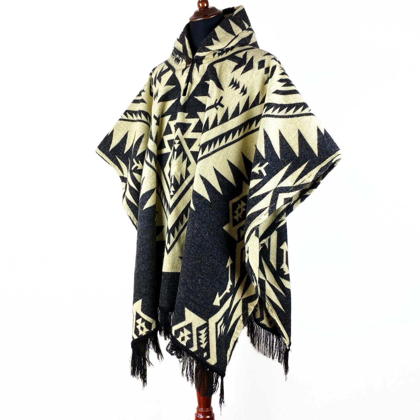 Alpaca wool Mens Unisex Hooded Poncho Aztec all seasons boho hippie Halloween
Opens in a new window