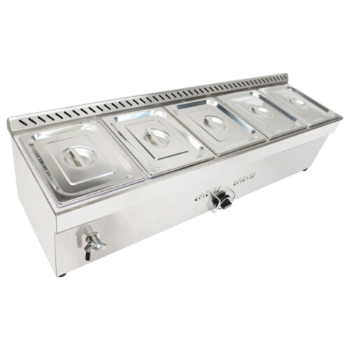 New 5-Pan Liquefied Propane Gas Steam Table Food Soup Warmer 6"deep 1/2 Size - Picture 7 of 24